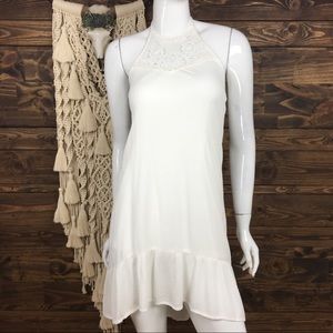 Coco + Jameson | Lace Open‎ Back Halter High Low Dress